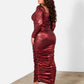Destiny Shiny Ruched Bodycon Maxi Dress