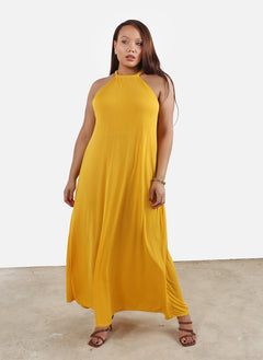 Donna High Neck Semi-Sheer Maxi Dress