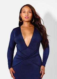 Eloise Deep Plunge Knotted Maxi Dress