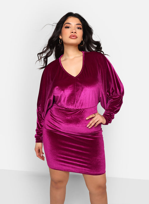 Elia Velvet Dolman Sleeve Mini Bodycon Dress