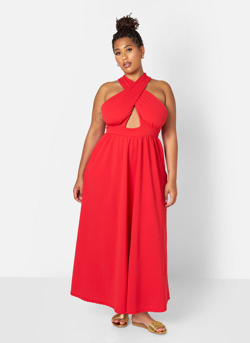 Eleanor Keyhole Skater Maxi Dress w. Pockets