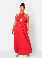 Eleanor Keyhole Skater Maxi Dress w. Pockets