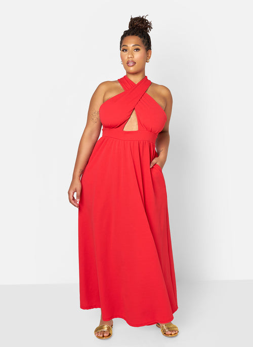 Eleanor Keyhole Skater Maxi Dress w. Pockets