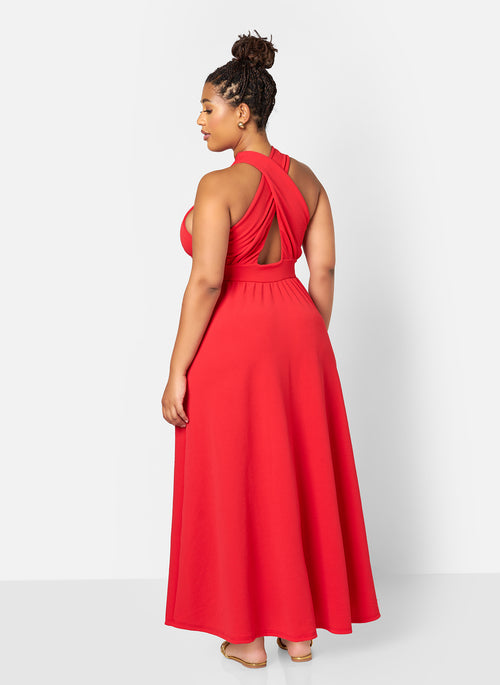 Eleanor Keyhole Skater Maxi Dress w. Pockets