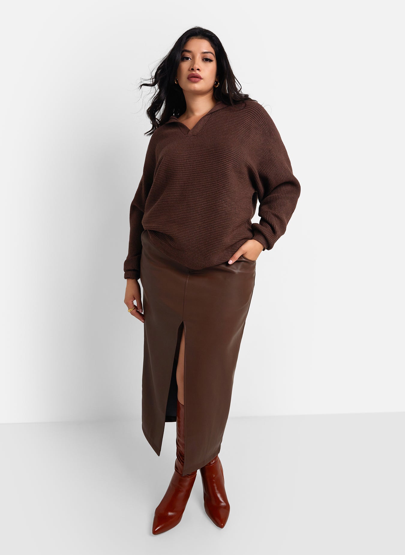 Elsie Knit Collared Oversized Sweater
