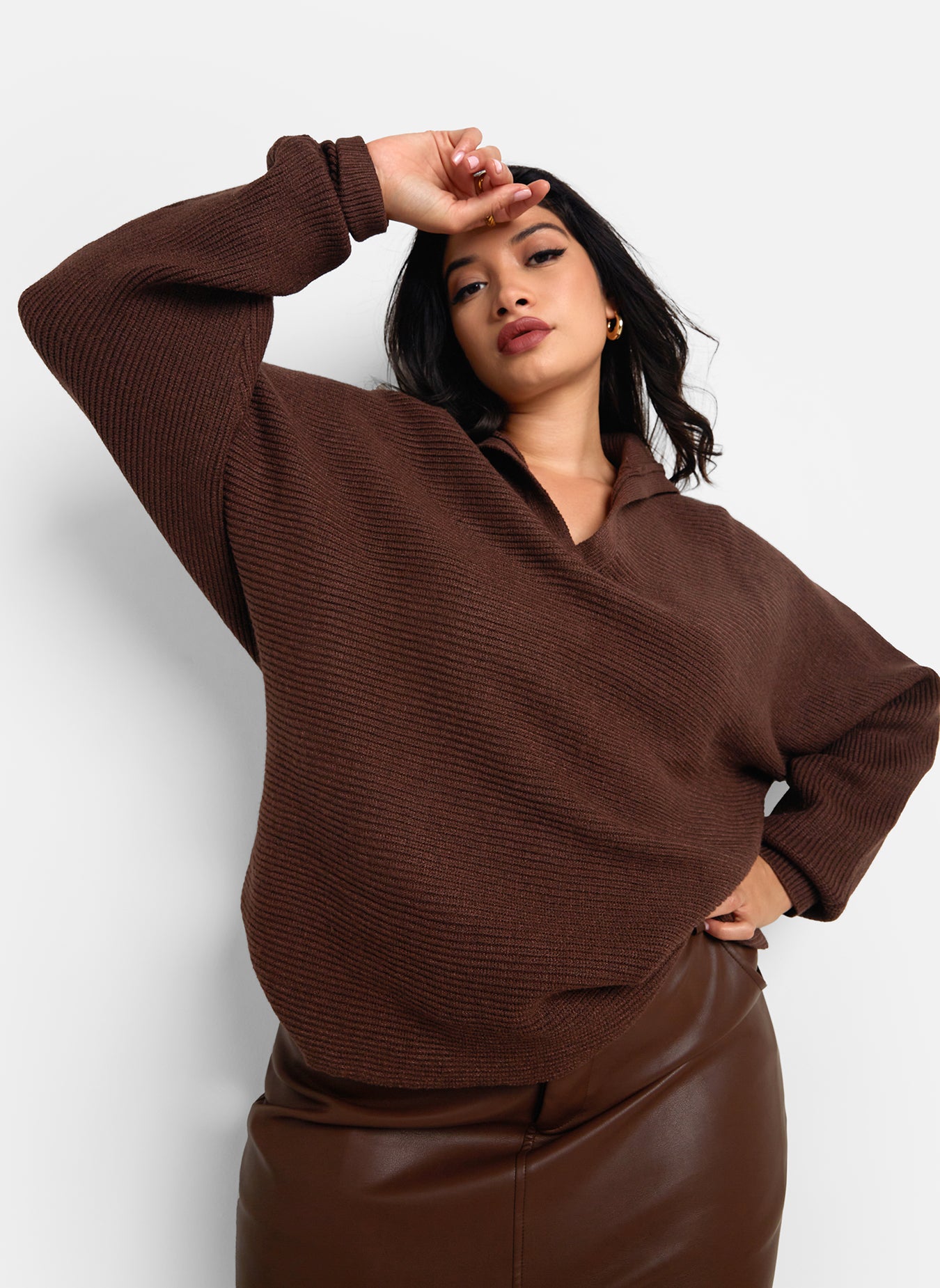 Elsie Knit Collared Oversized Sweater