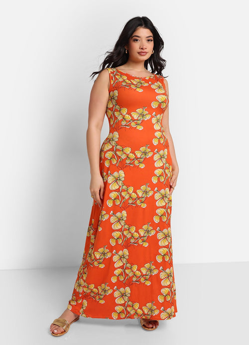 Emma Floral Cap Sleeve Maxi Slip Dress