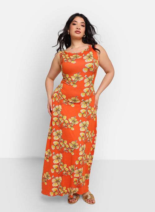 Emma Floral Cap Sleeve Maxi Slip Dress