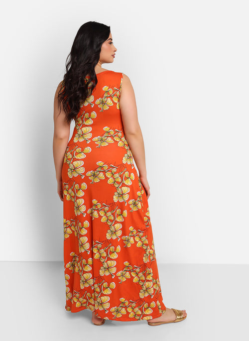 Emma Floral Cap Sleeve Maxi Slip Dress