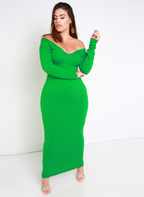 Essential Drop Sleeve Bodycon Maxi Dress - Green