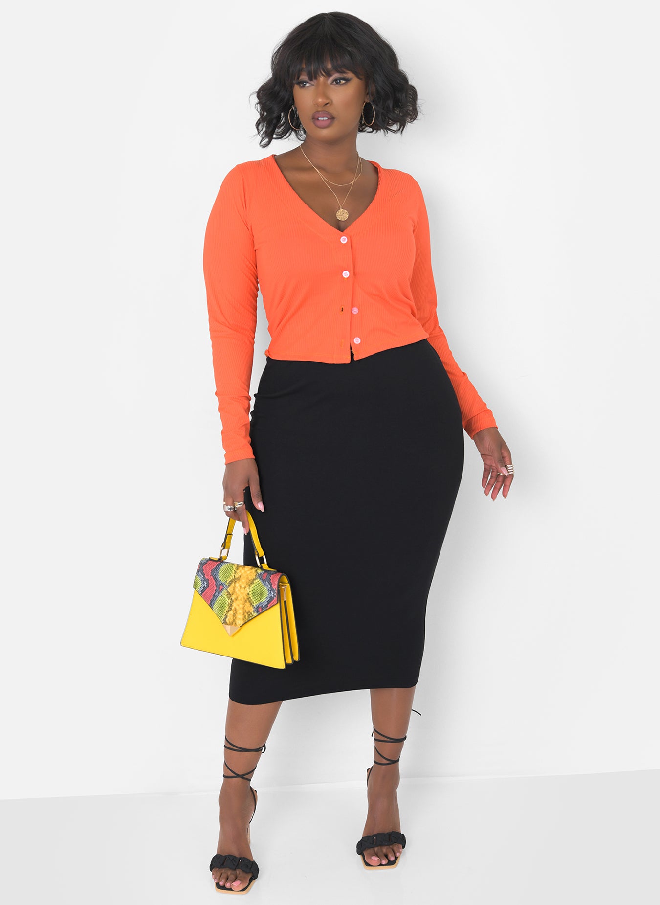 Essential Bodycon Midi Skirt - Black