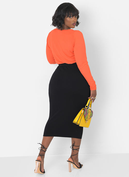 Essential Bodycon Midi Skirt - Black