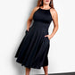 All In High Neck Midi Dress w. Pockets