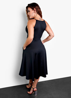 All In High Neck Midi Dress w. Pockets