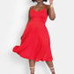 I Don't Think So Strappy Skater Midi Dress w. Pockets - Red