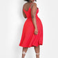 I Don't Think So Strappy Skater Midi Dress w. Pockets - Red