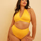 Essential Full Coverage Halter Swim Top - Yellow