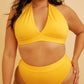 Essential Full Coverage Halter Swim Top - Yellow
