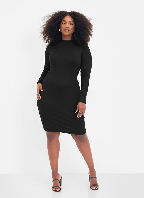 Essential Ribbed Crew Neck Mini Bodycon Dress