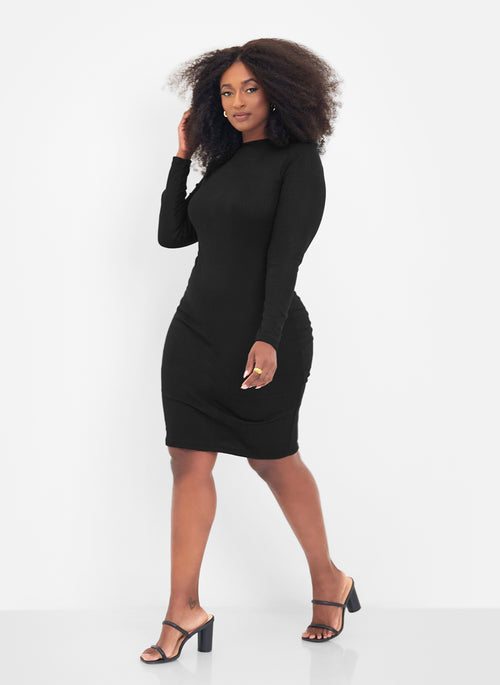 Essential Ribbed Crew Neck Mini Bodycon Dress