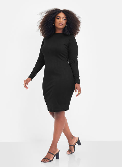 Essential Ribbed Crew Neck Mini Bodycon Dress