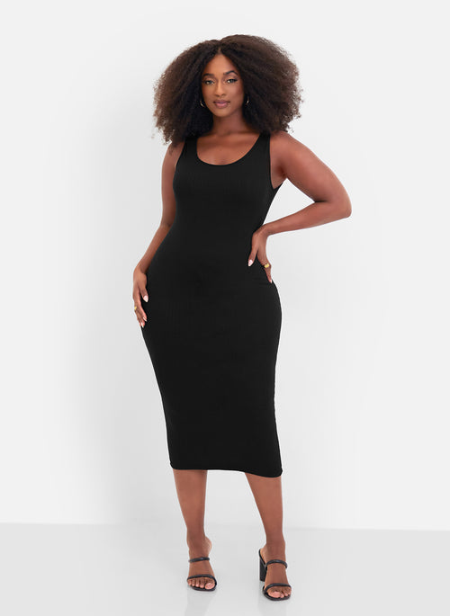 Essential Ribbed Tank Midi Bodycon Dress