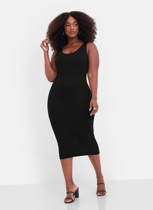 Essential Ribbed Tank Midi Bodycon Dress