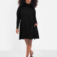 Essential Ribbed Turtleneck Mini Skater Dress