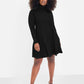Essential Ribbed Turtleneck Mini Skater Dress