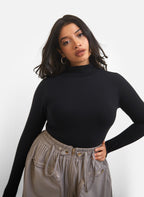 Essential Turtleneck Top - Black