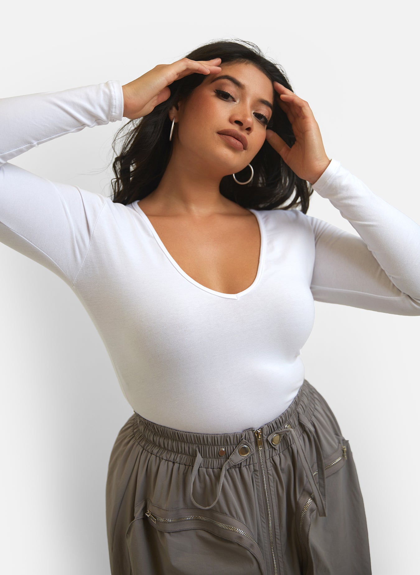 Women's Fashion Casual Outfits Clothes Set Plus Size 2-Piece V-neck  Long-Sleeve Trousers Soft Solid Color Women Trendy Stylish Clothing Suits  Female Leisure Elegant Loungewear 