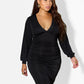 Gala Ruched Slinky Plunge Neckline Dress