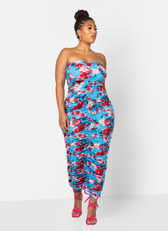 Gianna Floral Ruched Bodycon Maxi Dress