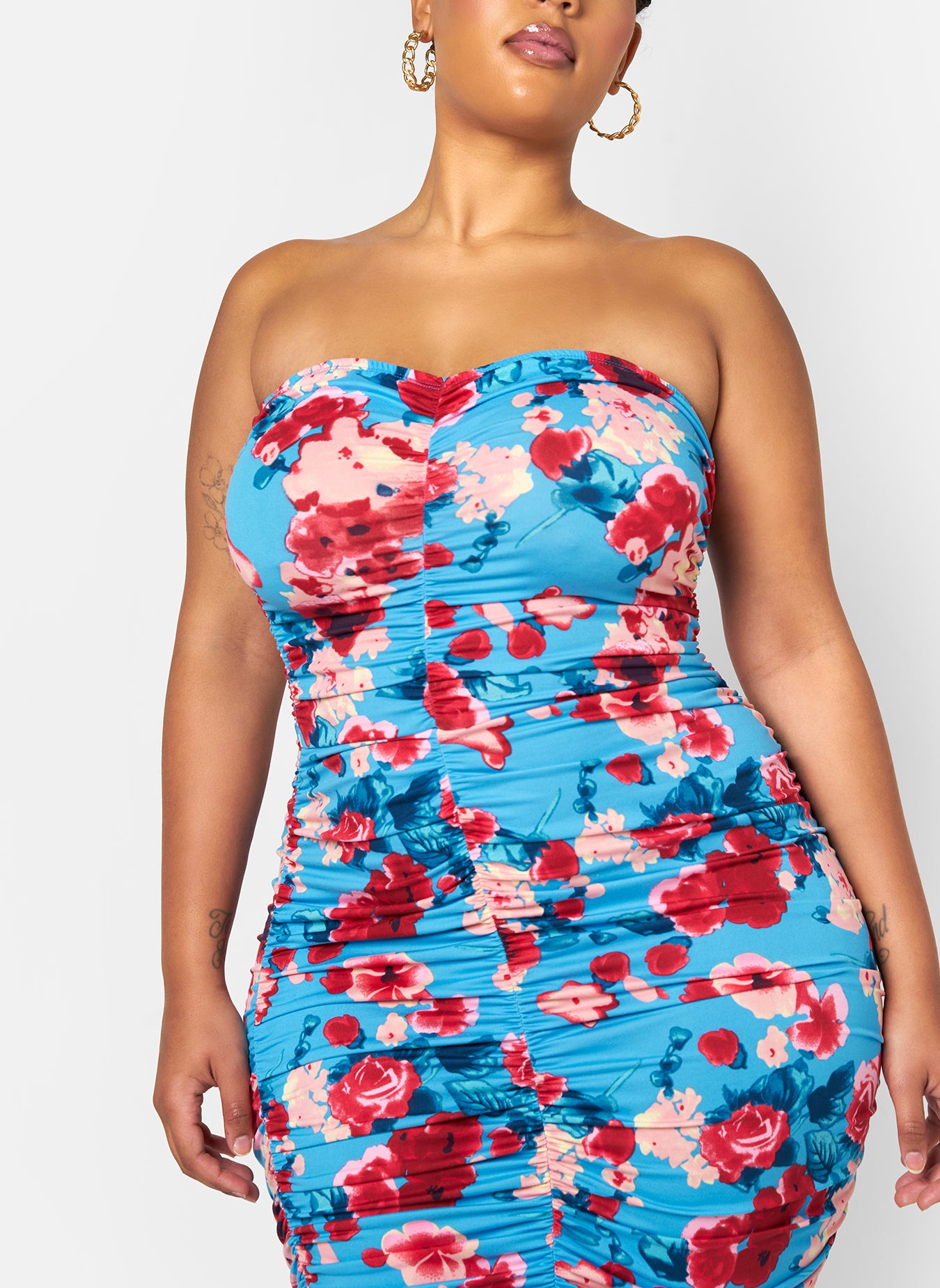 Gianna Floral Ruched Bodycon Maxi Dress