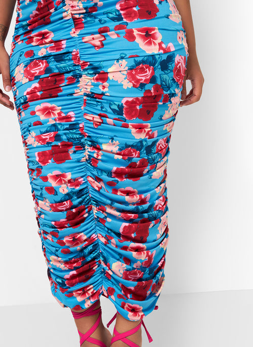 Gianna Floral Ruched Bodycon Maxi Dress