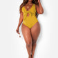 Happy Hour Tie Front Keyhole Swimsuit - Mustard