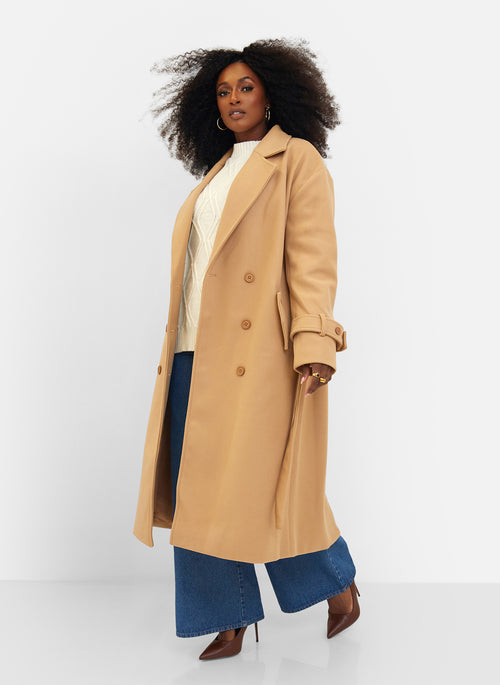 Hazel Structured Belted Coat - Tan