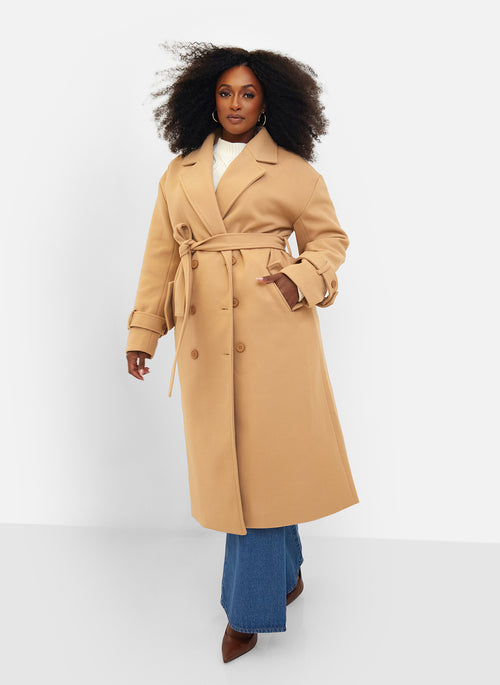 Hazel Structured Belted Coat - Tan