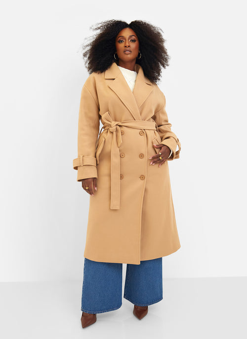 Hazel Structured Belted Coat - Tan