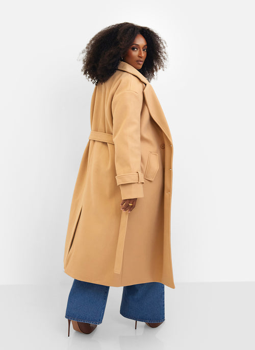 Hazel Structured Belted Coat - Tan