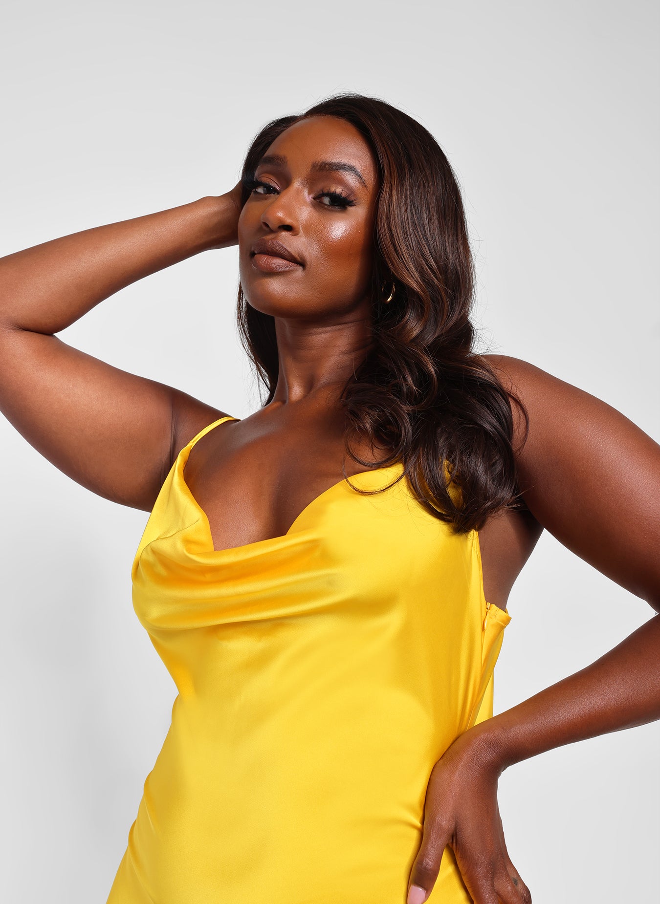 High Key Satin Cowl Neck Midi Shift Dress - Yellow – REBDOLLS high-key-satin-cowl-neck-midi-shift-dress-yellow-rebdolls