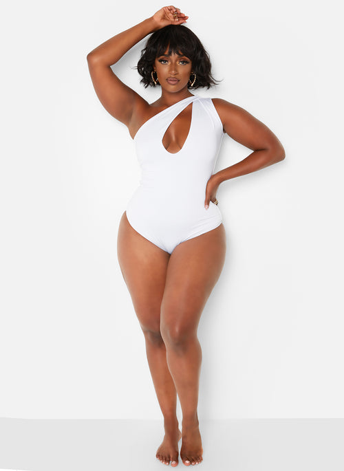 Honey Cut Out One Shoulder Swimsuit - White