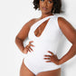 Honey Cut Out One Shoulder Swimsuit - White