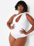 Honey Cut Out One Shoulder Swimsuit - White