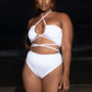 Bay Bae String Wrap Halter Bikini Top - White