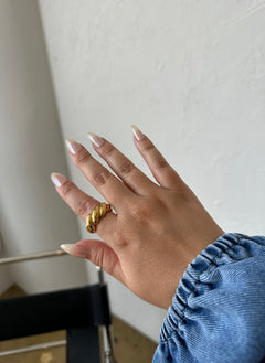 Oleada 18K Gold Plated "Croissant" Extended Sizing Ring