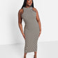 Jenna Striped Maxi Bodycon Dress - Tan & Black