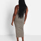 Jenna Striped Maxi Bodycon Dress - Tan & Black