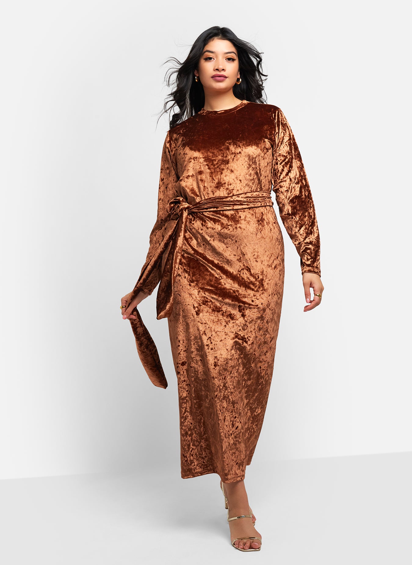 Delilaah Mini Dress - Strappy V Neck Slip Sequin Dress in Gold Sequins