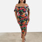Jess Over The Shoulder Floral Bodycon Maxi Dress
